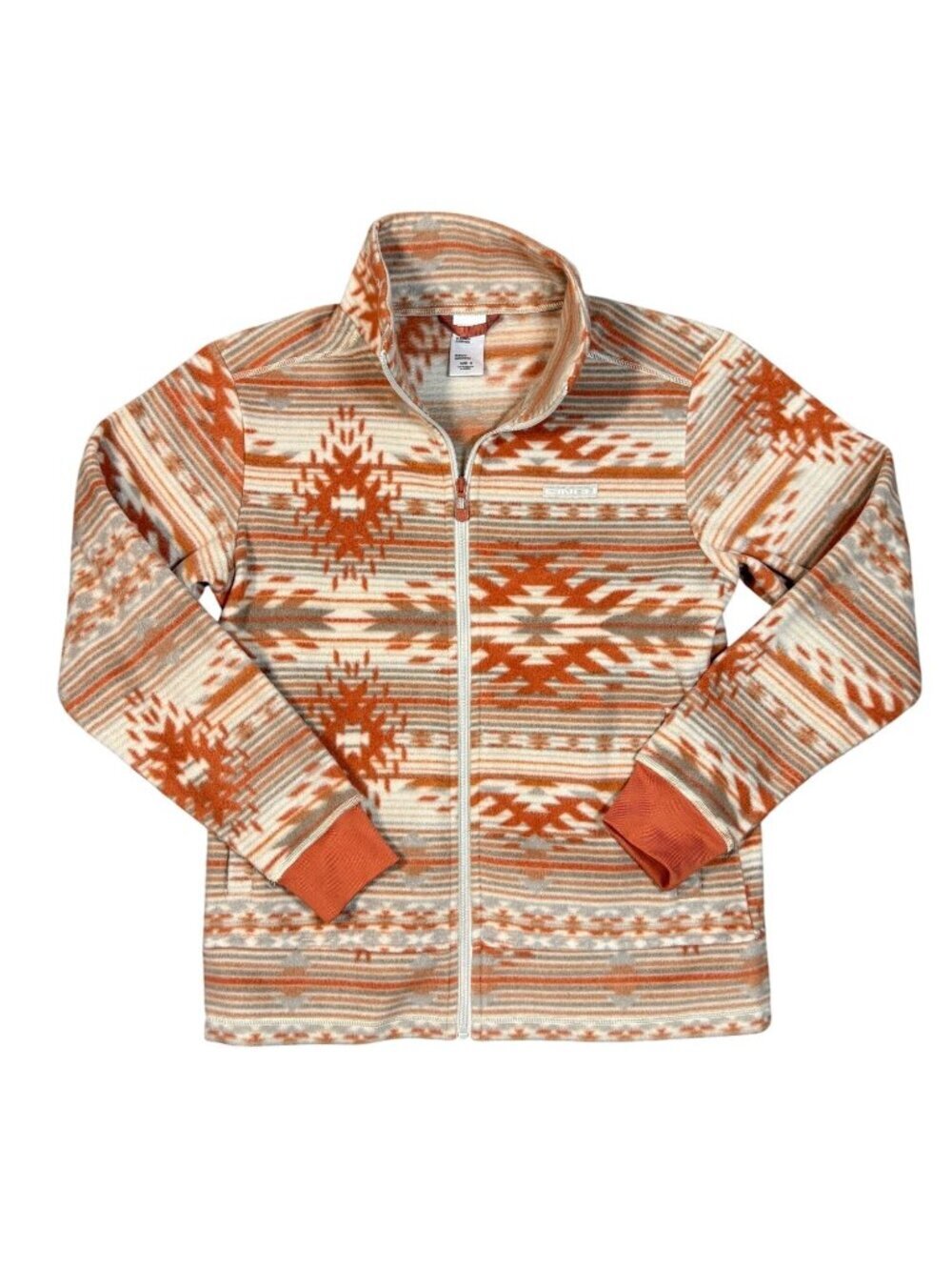 Cinch Women's Southwestern Print Fleece Stone Grey Coral Full Zip Jacket M